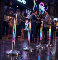 Afzetpaal Securit Nova RVS met rolband en RGB-verlichting 100cm zilver-4