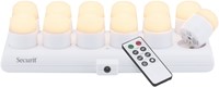 Theelicht Securit Amsterdam LED warmwit met oplaadstation 12 stuks wit