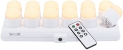 Theelicht Securit Amsterdam LED warmwit met oplaadstation 12 stuks wit