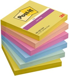 Memoblok Post-it 654 Super Sticky 76x76mm Summer Sorbet 6 stuks