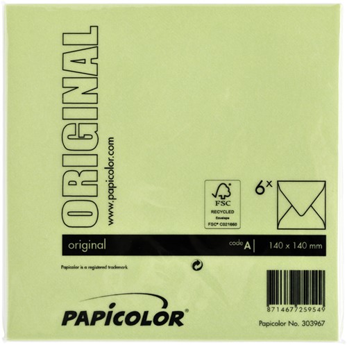 Envelop Papicolor 140x140mm appelgroen pak à 6 stuks-3