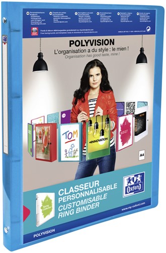 Presentatieringband Oxford Polyvision A4 4-rings O-mechaniek 20mm blauw