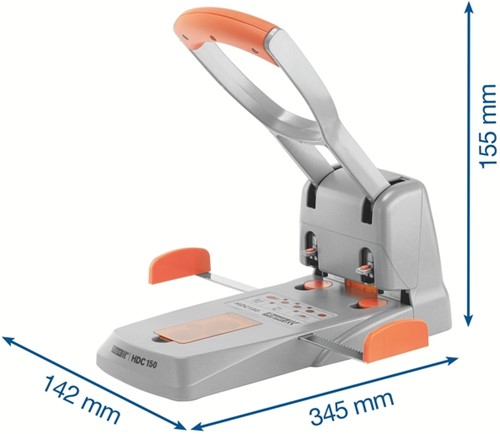 Perforator Rapid Supreme Heavy Duty HDC150/2 2-gaats 150 vel zilver/oranje-3