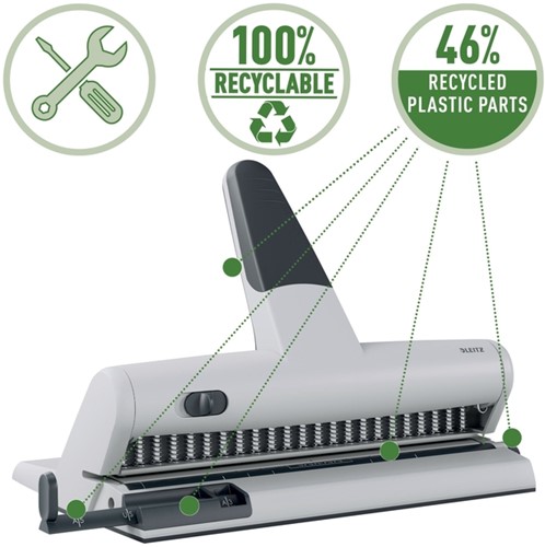 Perforator Leitz 5115 heavy duty 23 gaats zilver-3