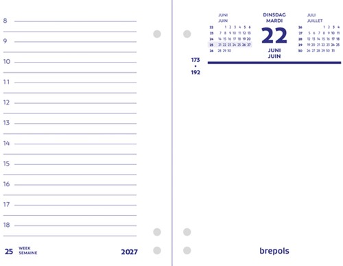 Omlegblok 2027 Brepols 1dag/2pagina's universele ponsing