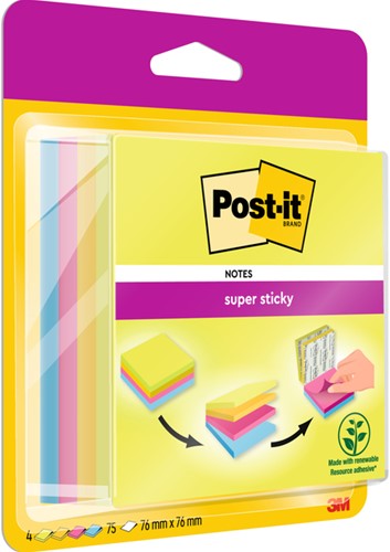 Memoblok Post-it 2014 Super Sticky 76x76mm smart kubus Rio 300 vel