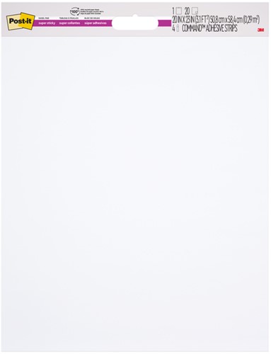 Meeting chart Post-it 566 Super Sticky 50.8x58.4cm wit incl Command bevestigingsstrip 2 stuks