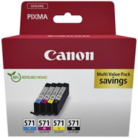 Inktcartridge Canon CLI-571 zwart + 3 kleuren