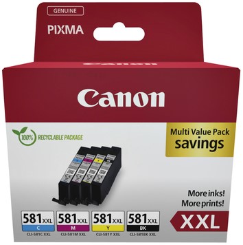 Inktcartridge Canon CLI-581XXL zwart + 3 kleuren