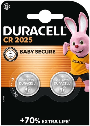Batterij Duracell knoopcel 2xCR2025 lithium Ø20mm 3V-170mAh