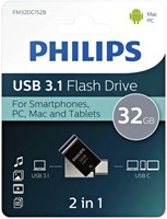 USB stick 3.1 Philips 2in1 USB-C USB-A 32GB zwart-2