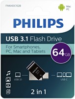 USB stick 3.1 Philips 2in1 USB-A 64GB zwart-2