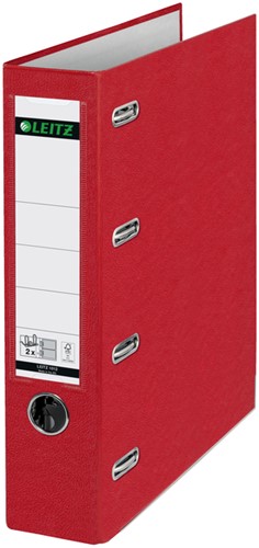Giro-bank ordner Leitz A4 met dubbele mechaniek 80mm PP rood-2