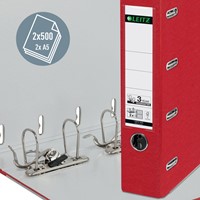 Giro-bank ordner Leitz A4 met dubbele mechaniek 80mm PP rood-3