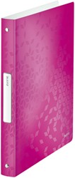 Ringband Leitz WOW A4 4-rings O-mechaniek 30mm PP roze
