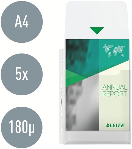 Harmonica showtas Leitz Premium met bovenklep copy safe PP A4  glashelder 5 stuks-2
