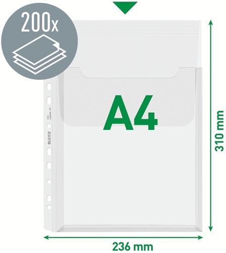 Harmonica showtas Leitz Premium met bovenklep copy safe PP A4  glashelder 5 stuks-3