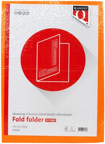 Vouwmap Quantore A4 ongelijke zijde 320gr oranje-2