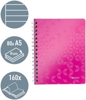 Notitieboek Leitz WOW A5 spiraal 160 pagina's lijn roze-5