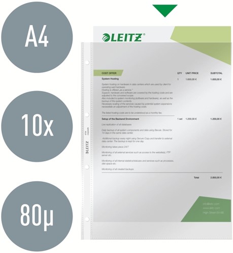 Showtas Leitz Premium standaard copy safe 0.09mm 4-gaats PVC A4 glashelder 100 stuks-3