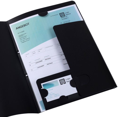 Offertemap Oxford A4 met insteektas 2 kleppen 0.5mm PP zwart-2