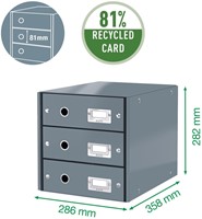 Ladenkast Leitz WOW Click & Store 4 laden gerecycled karton zwart-1