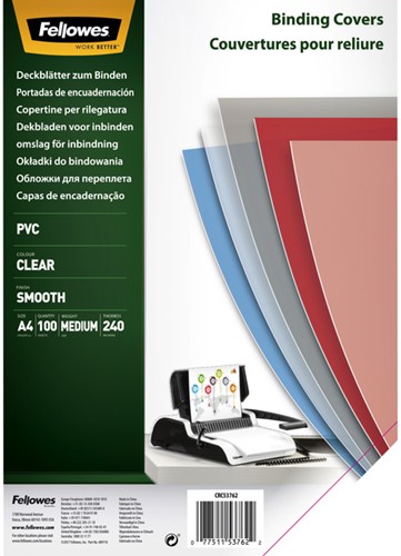 Voorblad Fellowes A4 PVC 240micron 100 stuks