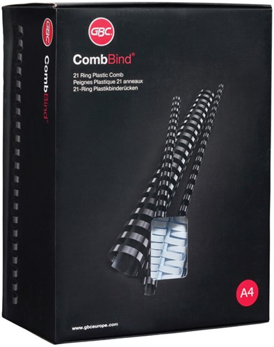 Bindrug GBC 19mm 21rings A4 zwart 100 stuks