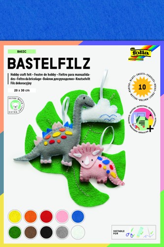 Vilt Folia 20x30cm 150gr 10 vel assorti kleuren