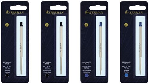 Balpenvulling Waterman fijn zwart blister à 1 stuk-3