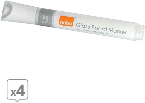 Viltstift Nobo glasbord wit 4 stuks-3