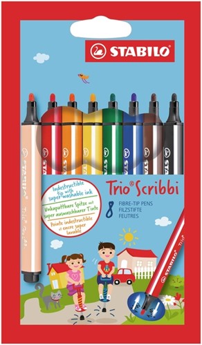 Viltstift STABILO Trio Scribbi 368/8 assorti etui à 8 stuks