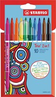 Viltstift STABILO Trio 2 in 1 assorti etui à 10 stuks