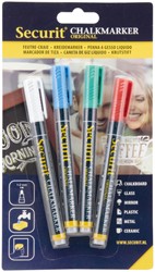 Krijtstift Securit SMA-100 rond 1-2mm wit/blauw/groen/rood 4 stuks