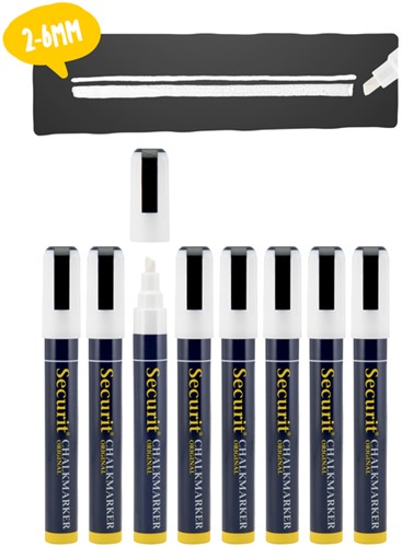 Krijtstift Securit SMA-510 schuin wit 2-6mm blister à 8 stuks-3