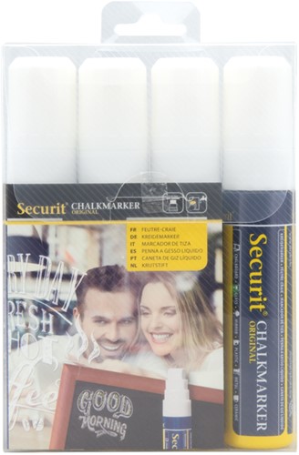 Krijtstift Securit SMA-720 blok wit 7-15mm blister à 4 stuks