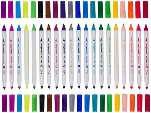 Viltstift Bruynzeel Kids Twin Point set à 20 kleuren-3