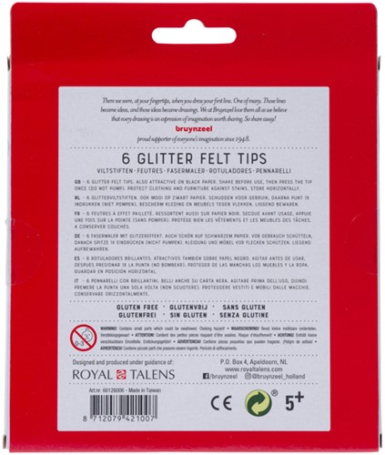 Viltstift Bruynzeel Kids set à 6 glitterkleuren-3