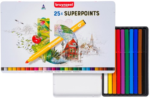 Viltstift Bruynzeel Creatives Superpoints blik à 25 kleuren-2