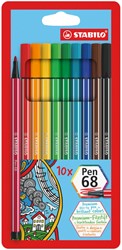 Viltstift STABILO Pen 68/10 medium assorti etui à 10 stuks