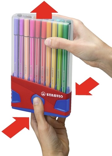 Viltstift STABILO Pen 68/20 ColorParade in rood/blauw etui M ass 20st-2