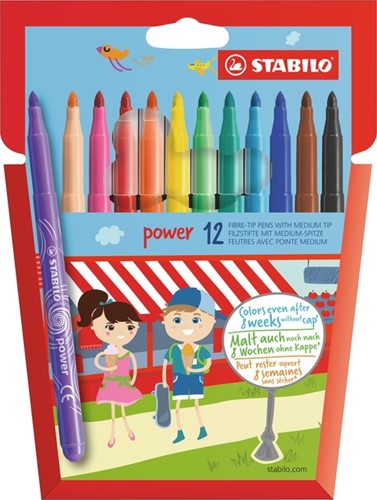 Viltstift STABILO power 280/12 assorti etui à 12 stuks