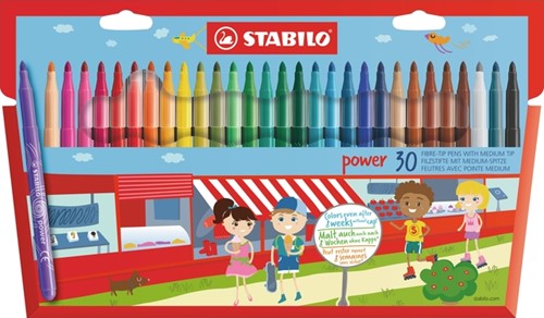 Viltstift STABILO power 280/30 assorti etui à 30 stuks