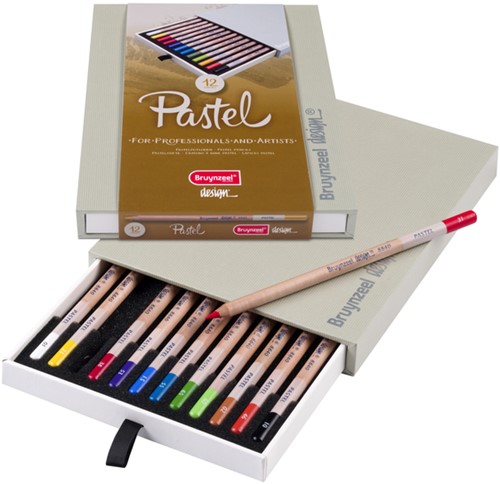 Pastelpotlood Bruynzeel Design met luxe bewaardoos set à 12 kleuren-2