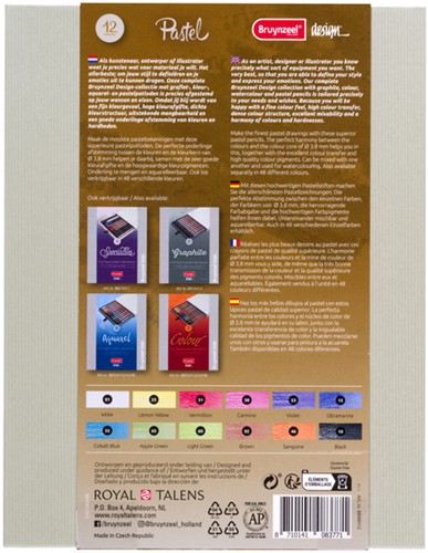 Pastelpotlood Bruynzeel Design met luxe bewaardoos set à 12 kleuren-3