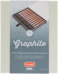 Grafietpotlood Bruynzeel Design met luxe bewaardoos set à 12 hardheden grijs