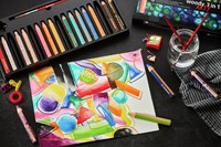 Kleurpotloden STABILO 880 woody 3 in 1 Arty + slijper+penseel ass 18st-1