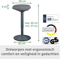 Actieve zit-stakruk Leitz Ergo met gasveer 57-82cm zwart-6