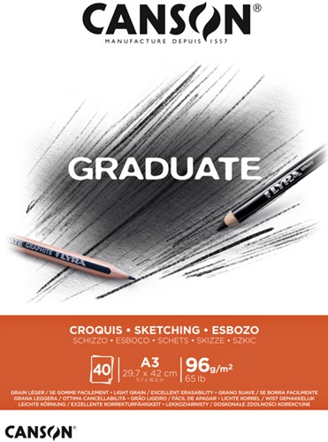 Schetsboek Canson Graduate Croquis A3 96gr 40 vel