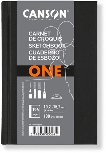 Schetsboek Canson Art Book One hardcover 98vel 100gr 102x152mm wit